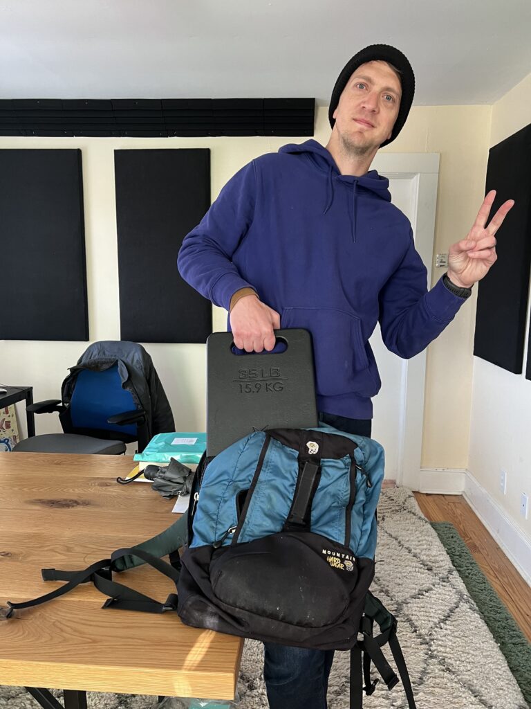 Joel's rucksack weight